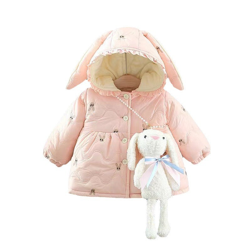 Girls Cotton Padded Coat With Bunny