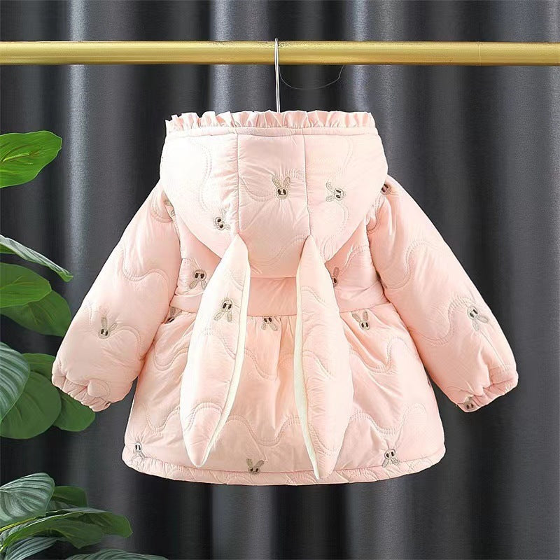 Girls Cotton Padded Coat With Bunny