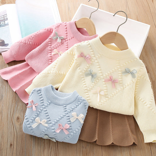 Girls Sweater Little Flower Two-piece Skirt