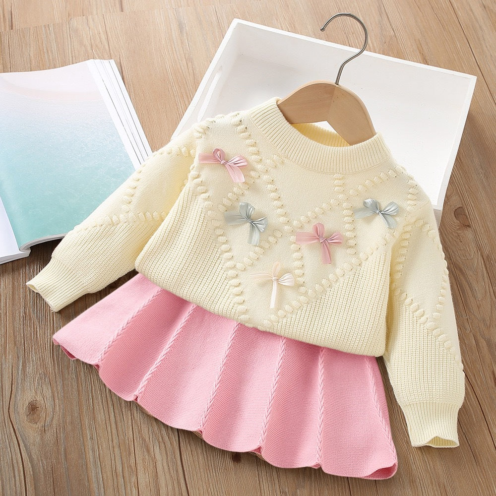 Girls Sweater Little Flower Two-piece Skirt