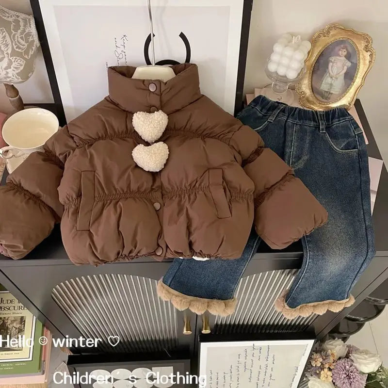 Girls' Short Puffer Coat Quilted