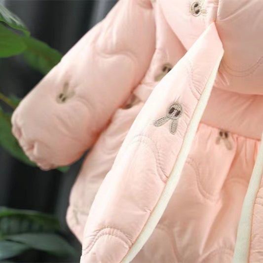 Girls Cotton Padded Coat With Bunny
