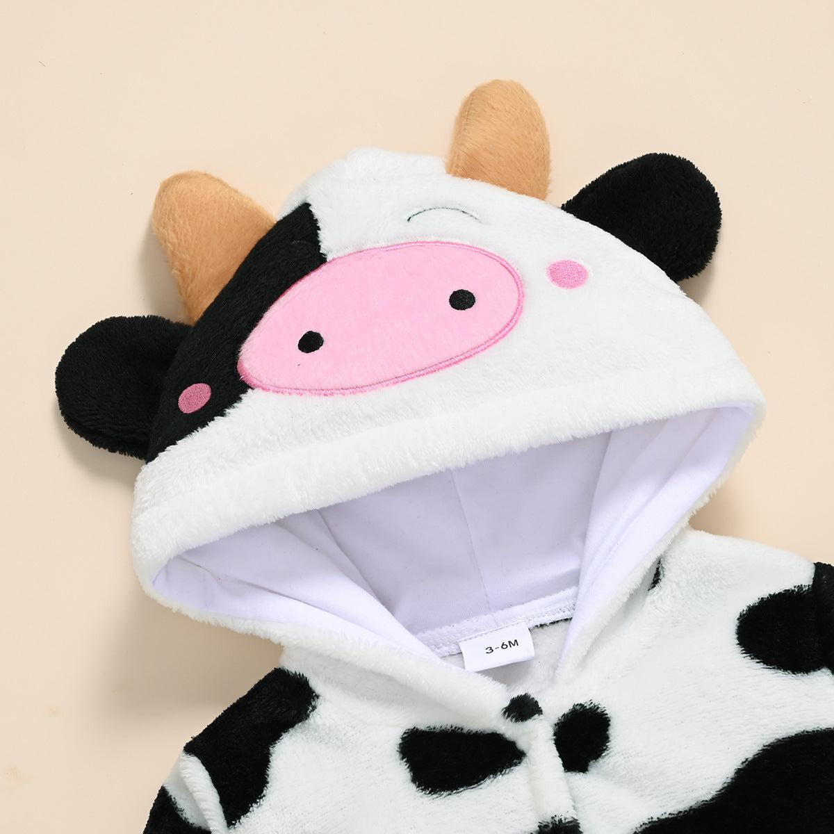 Baby Cow Fluffy Long Leg Hooded Romper