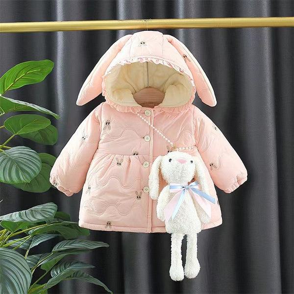 Girls Cotton Padded Coat With Bunny