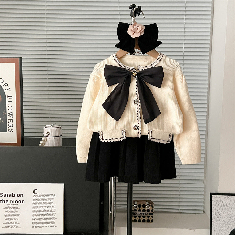 Winter Bowknot Knitted Classic Set